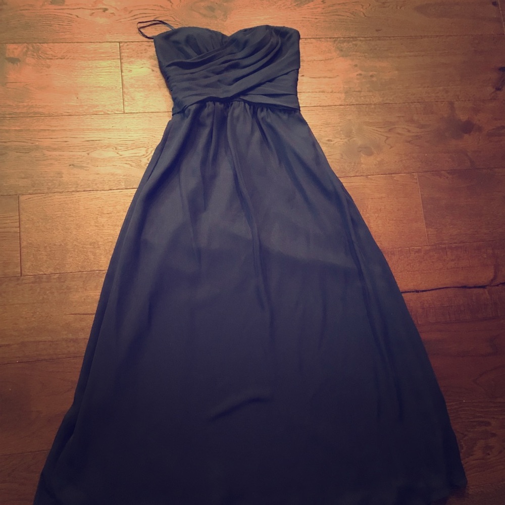 Navy Wrap Sweetheart Gown